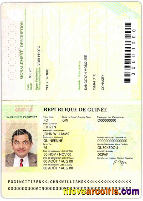 Guinea passport 2014-2018